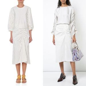 NWT TIBI SATEEN STRAIGHT STRIPE SKIRT COTTON